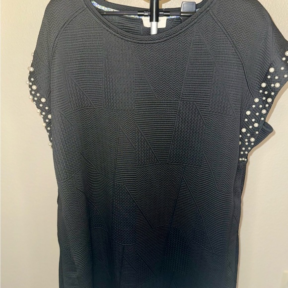 Umgee Dresses & Skirts - Elegant Black Top with Pearl Accents